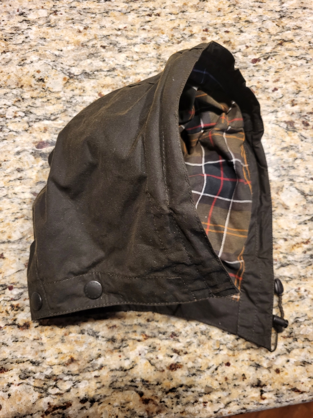 Barbour Waxed Hood with Tartan Lining - Olive